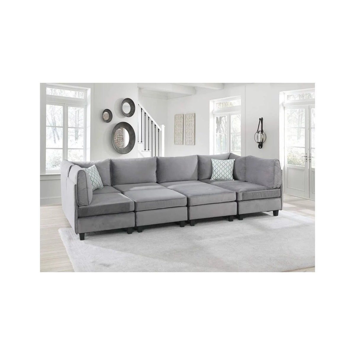 Gray Velvet 8Pc Modular Sectional Sofa R150