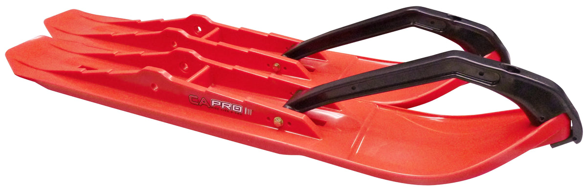 Red XCS Snowmobile Skis with 6" Round Bars Complete Kit N6667