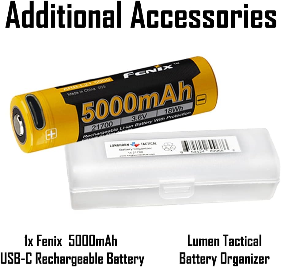 Tactical Flashlight with 2X 5000mAh USB-C Rechargeable Battery M405058