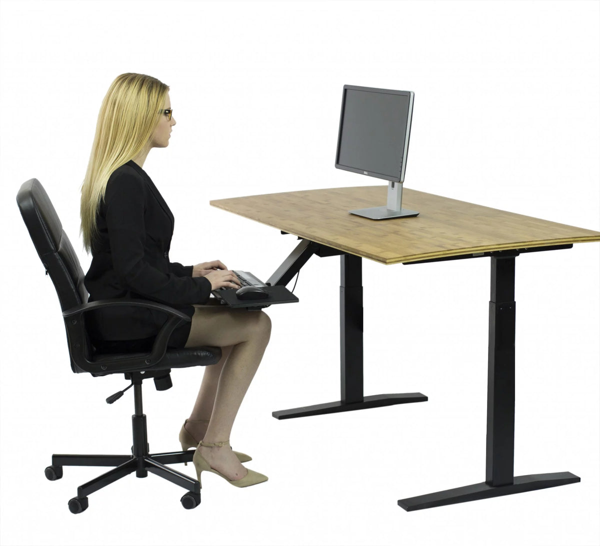 Natural Bamboo Dual Motor Adjustable Computer Desk A166