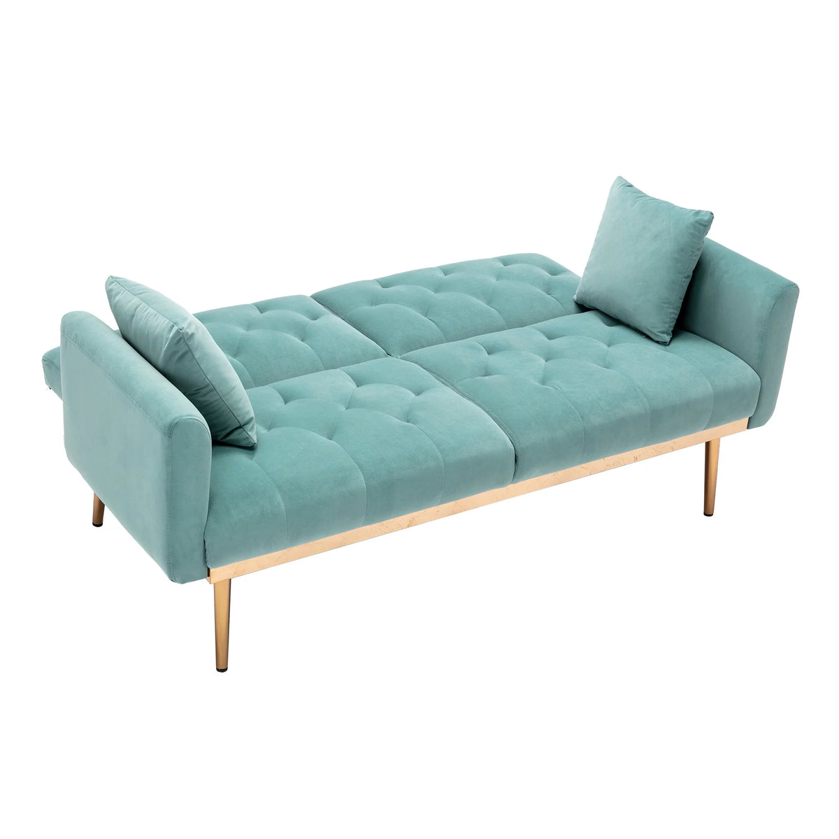 Mint Green Velvet 2-Seater Convertible Sofa Bed R365