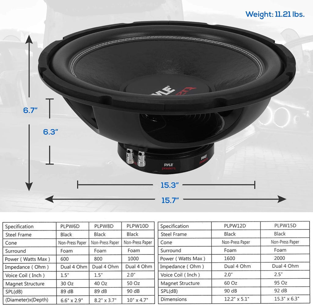 15inch Dual Voice Coil 4 Ohm Subwoofer Speaker, Pack of 2 D998