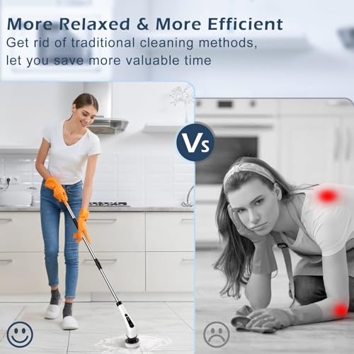 Cordless Electric Spin Scrubber with 8 Replaceable Brush Heads I2604