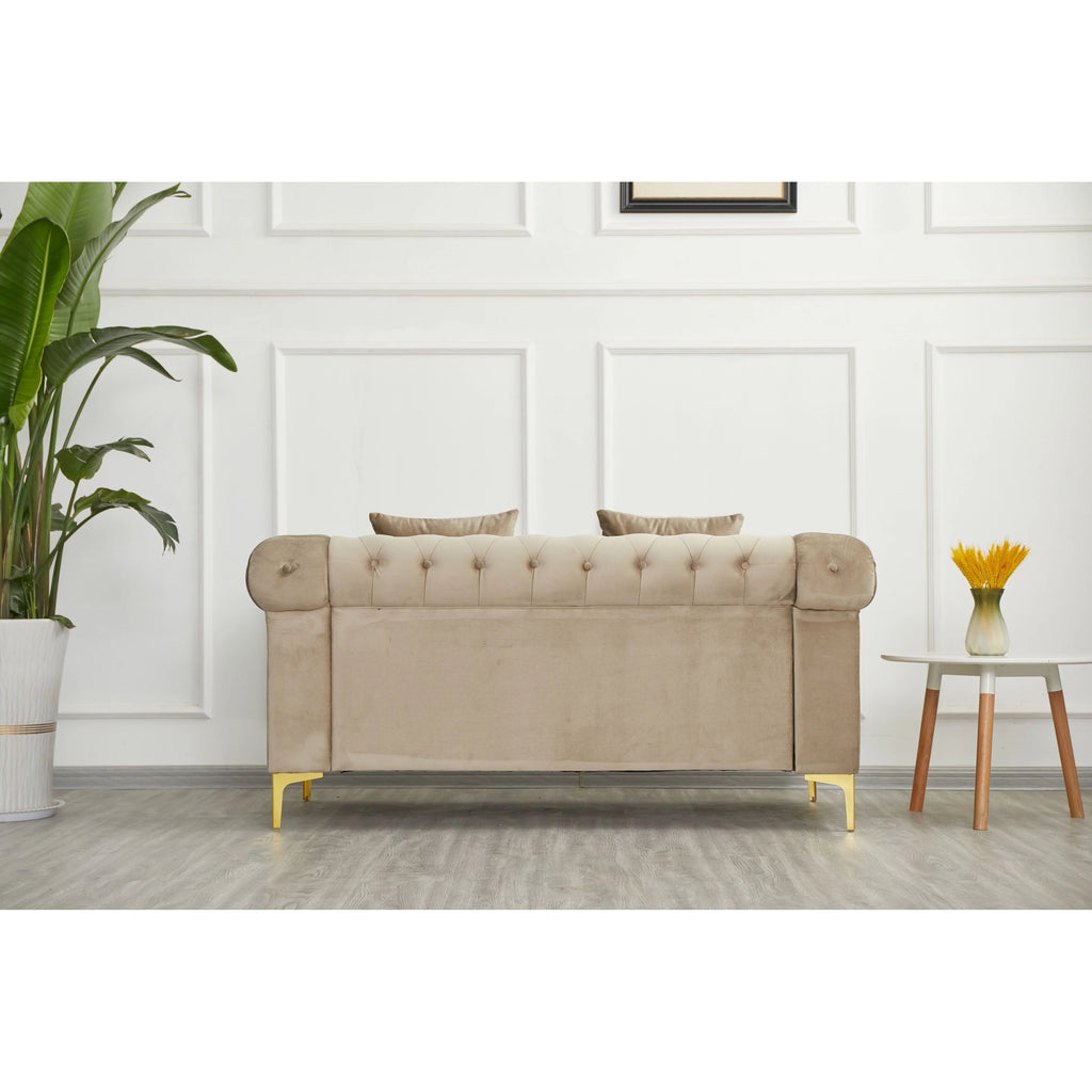 Blue Velvet Button-tufted Loveseat X669526