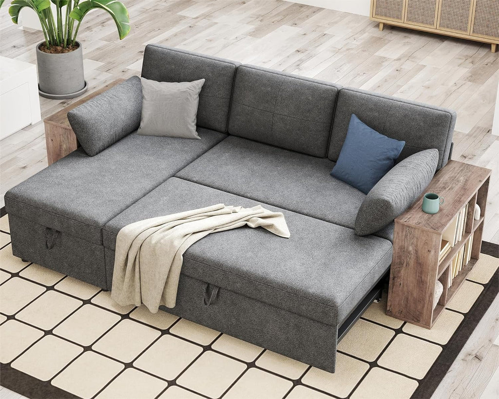 L Shaped Sleeper Sofa with Storage Chaise Q973