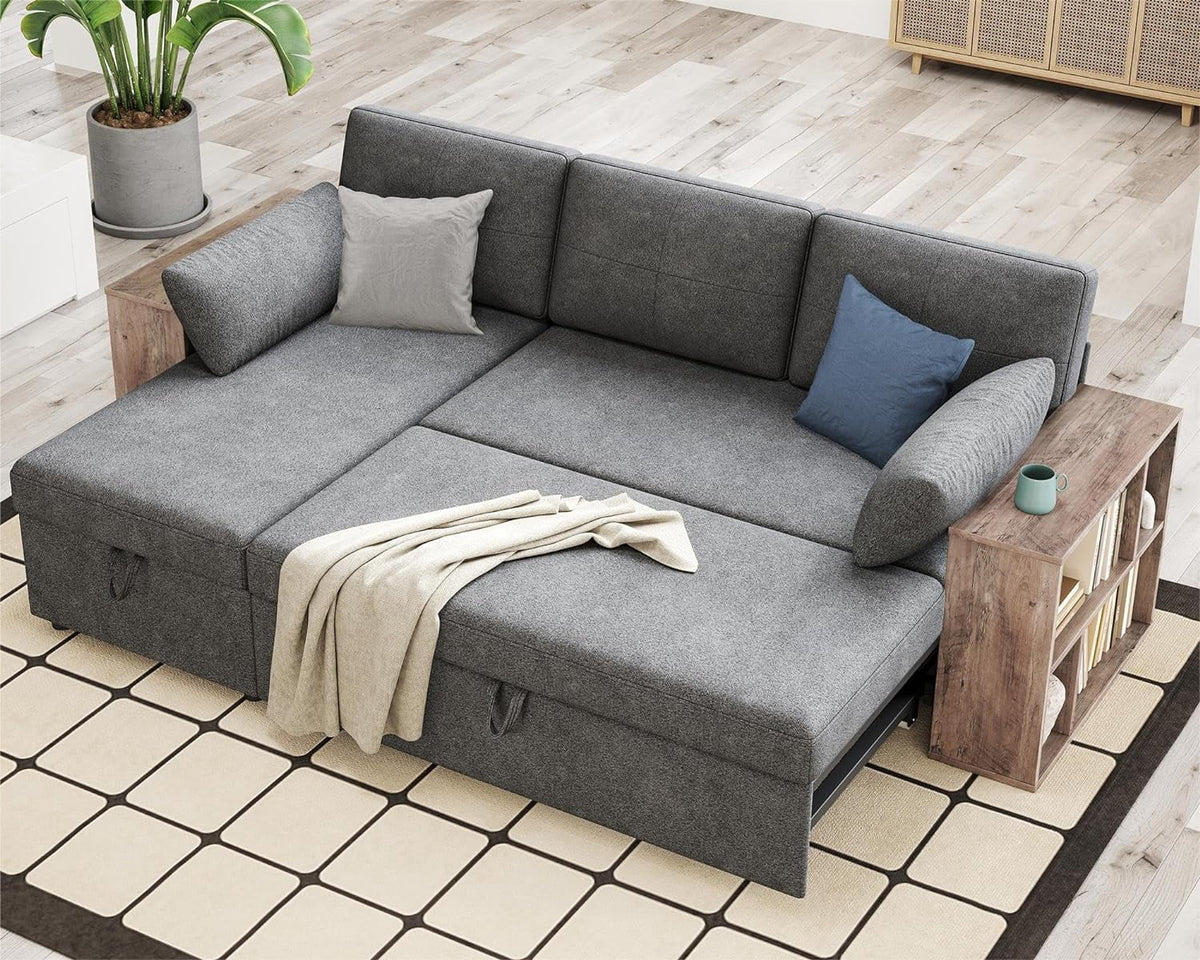 L Shaped Sleeper Sofa with Storage Chaise Q973