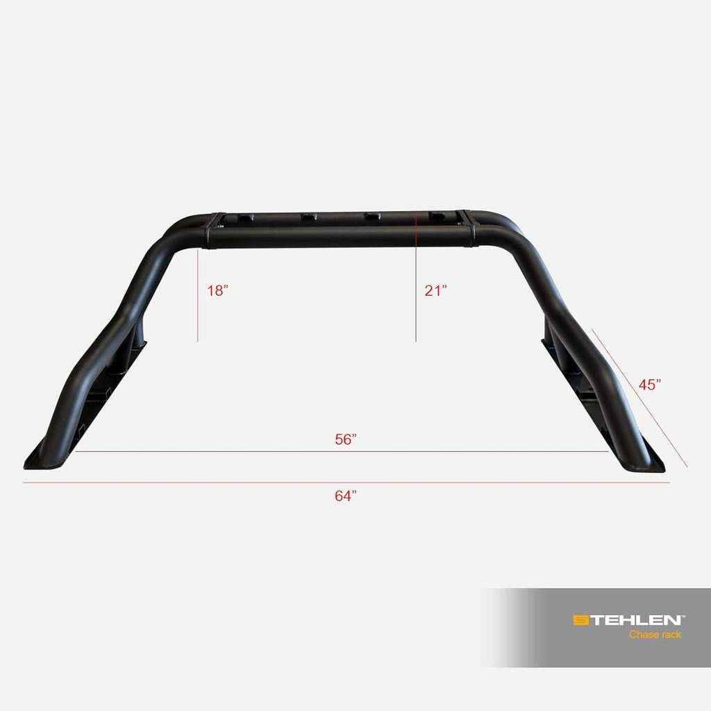 Matte Black Truck Bed Roll Bar with Tire Carrier M1055