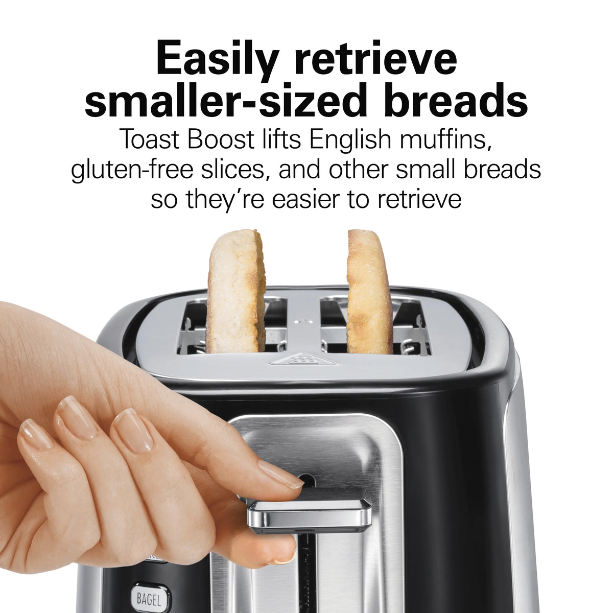 2 Slice Toaster with Toast Boost, Black with Stainless Steel Accents C734968