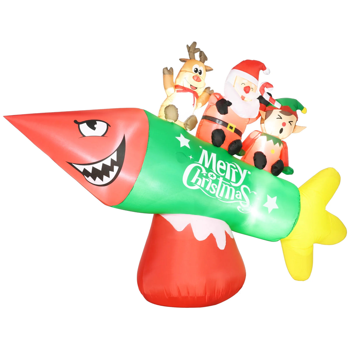 Inflatable Christmas Rocket with Santa Claus LED Yard Display Y91574
