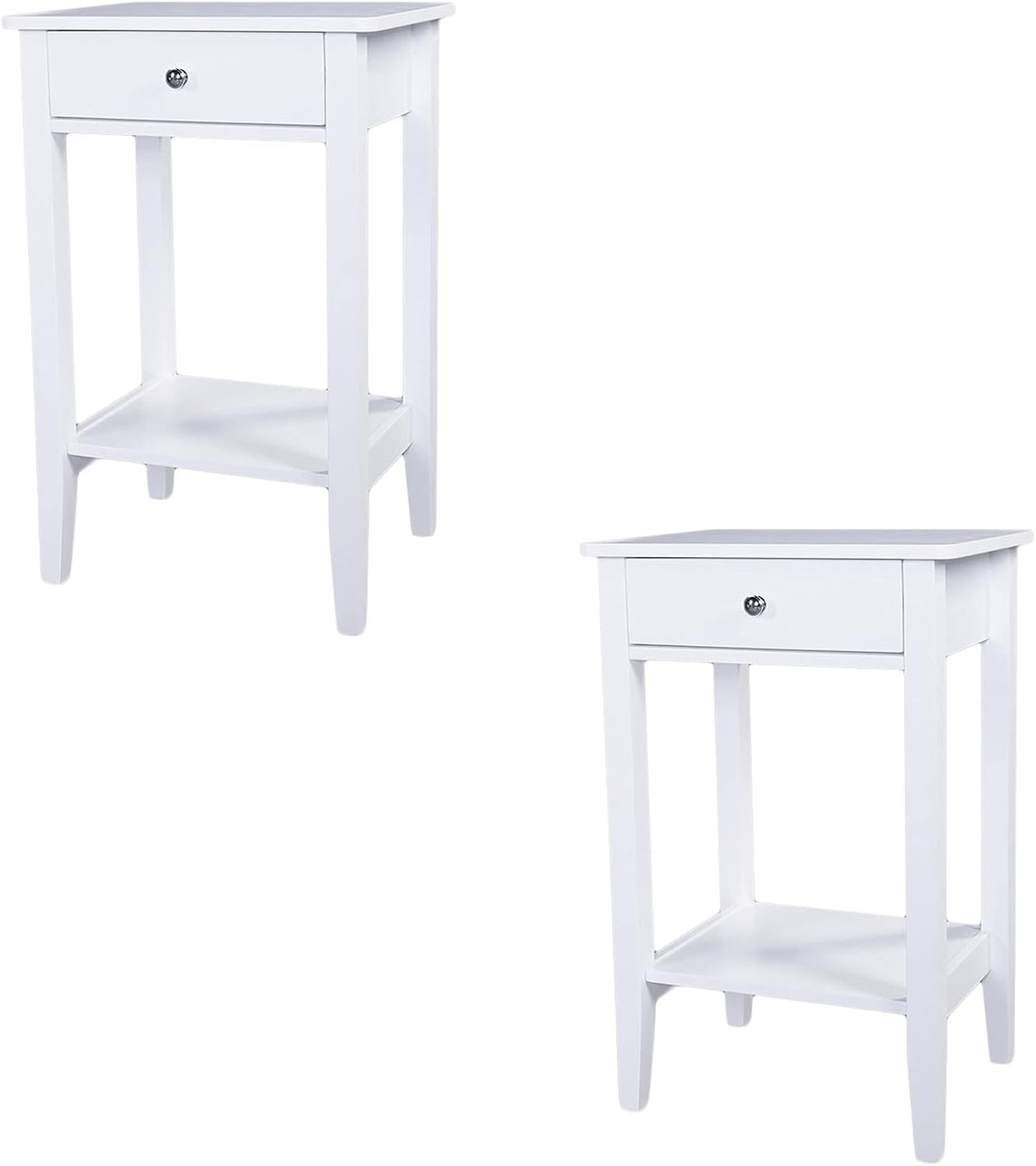 White Wooden Nightstand Set of 2 with Two Drawer A232