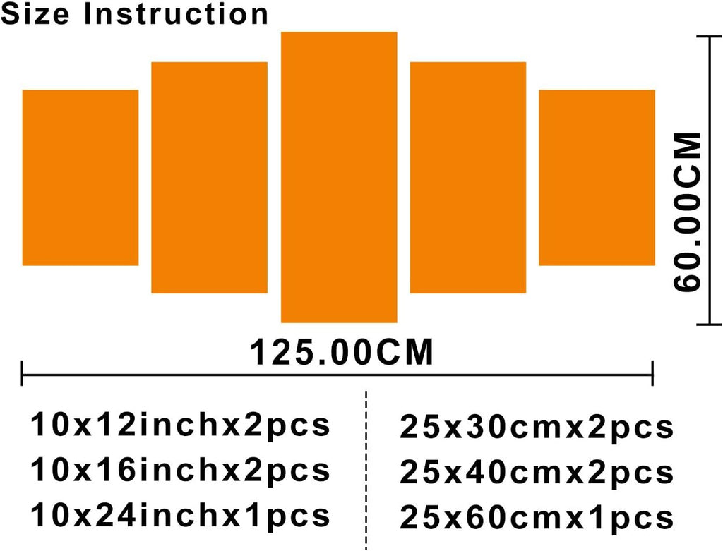 Canvas Wall Art 5 Piece Abstract Pictures Wooden Frame Ready to Hang Q19384