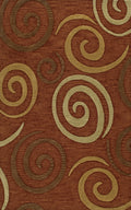 Brown Circles Swirls Oval Area Rug W7549