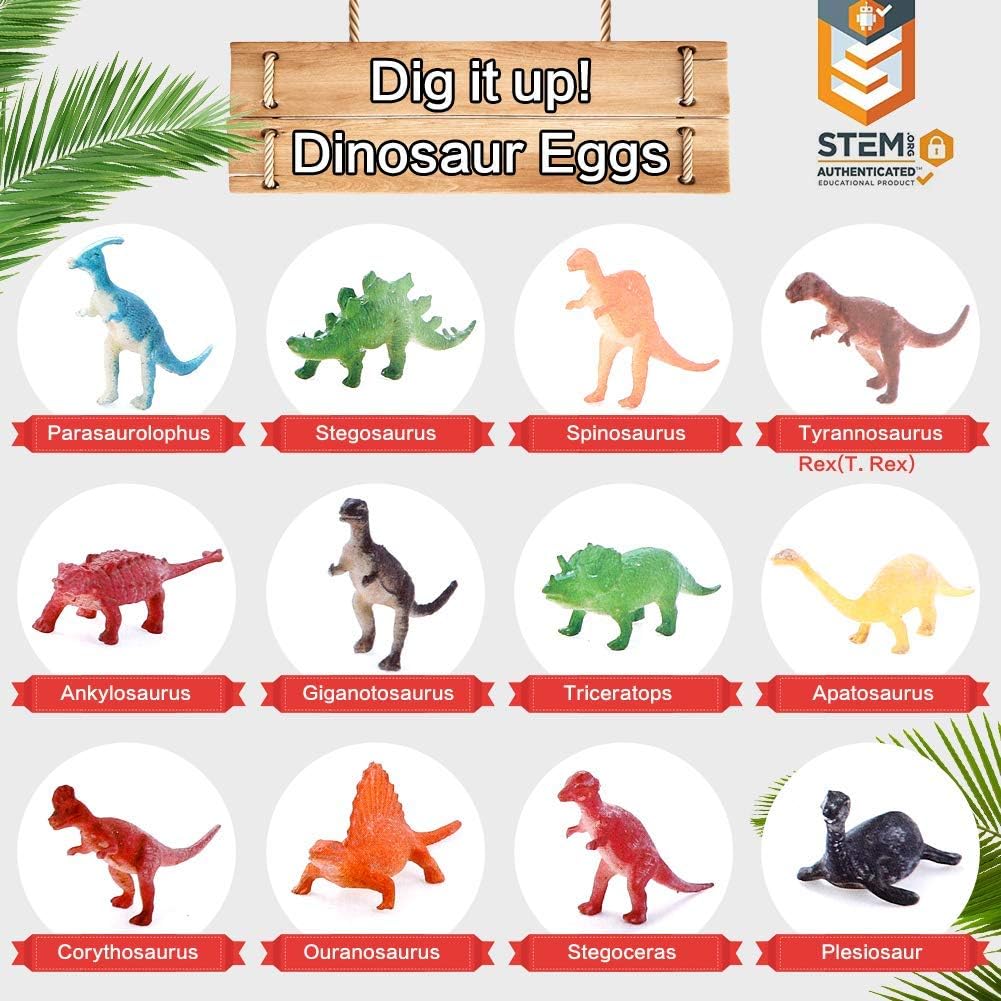 12 PCS Dinosaur Excavation Toys with Dinosaur Eggs W965463