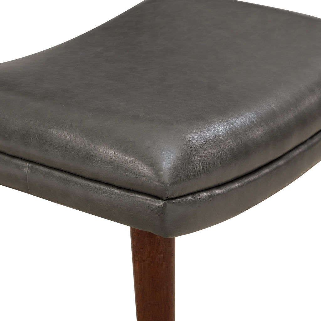 Pewter Gray Faux Leather Chair and Ottoman with Medium Espresso Legs Z54108