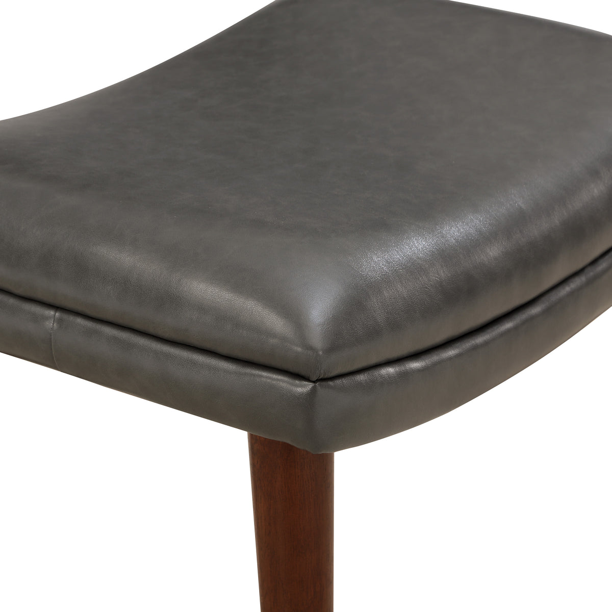 Pewter Gray Faux Leather Chair and Ottoman with Medium Espresso Legs Z54108