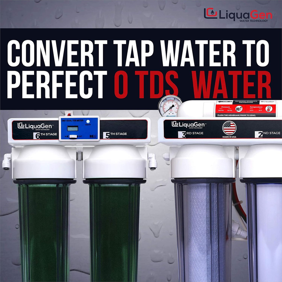 Aquarium Reef Reverse Osmosis Deionization Water Filter System with TDS Meter, Pressure Gauge and Electrical High Flow Booster Pump P770805