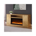 Metallic Gold Freestanding Infrared Electric Fireplace TV Stand R81603