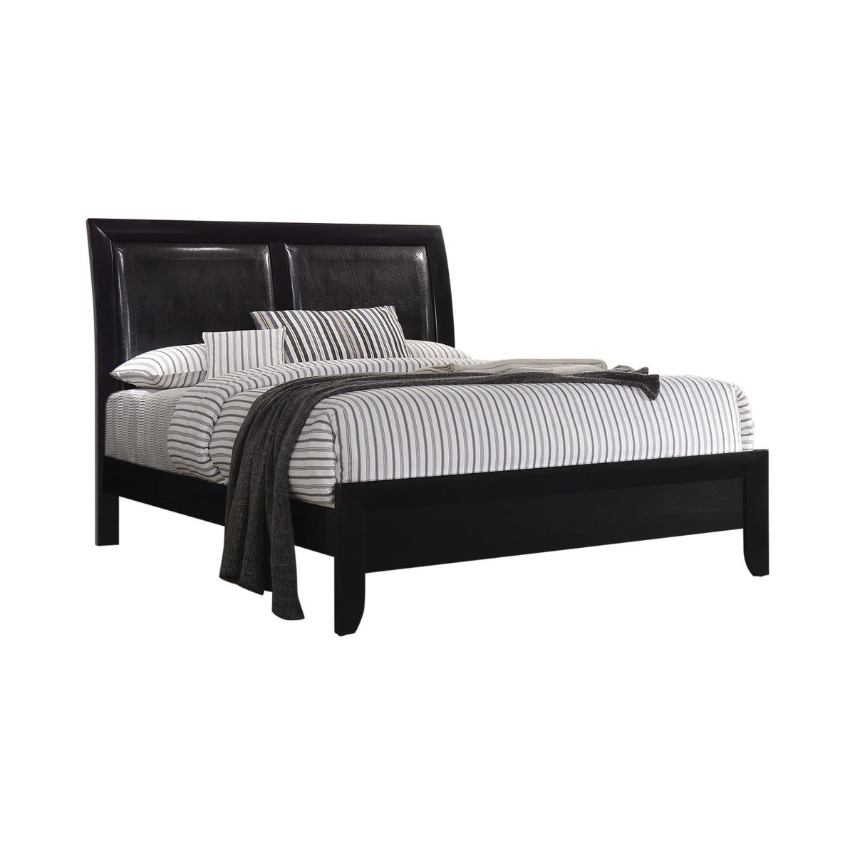 Black Upholstered Panel Bed R867