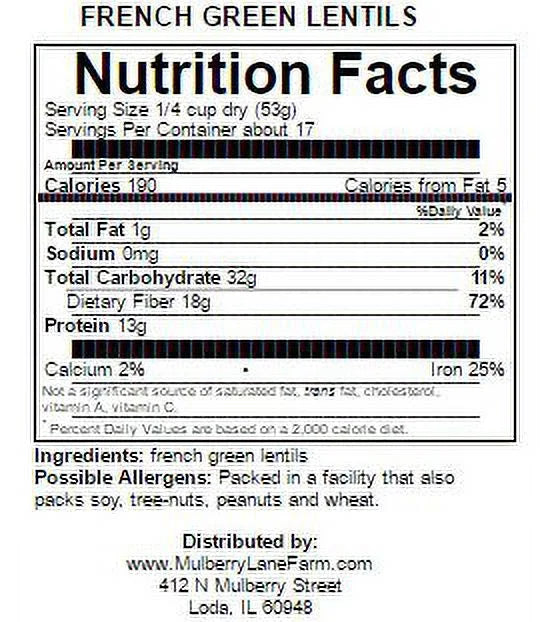 Organic French Green Lentils 10 lbs I63944