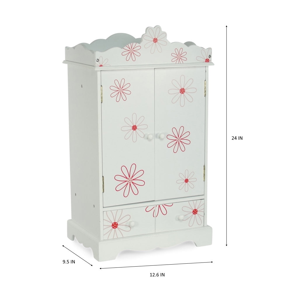 18 Inch Doll Clothes Storage Closet Armoire with 3 Notched Doll Clothes Hangers B4247
