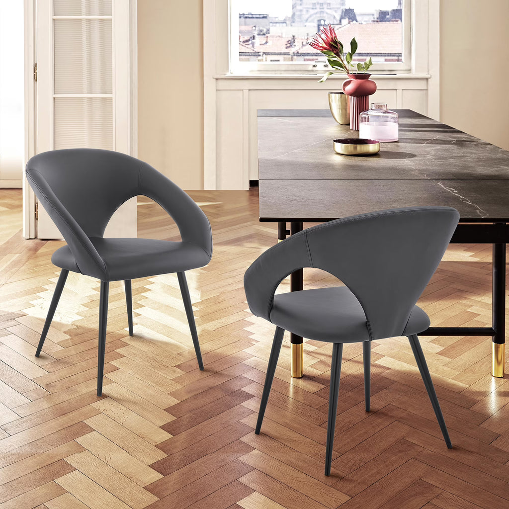 Gray/Black Metal Dining Chair Set of 2 L4344