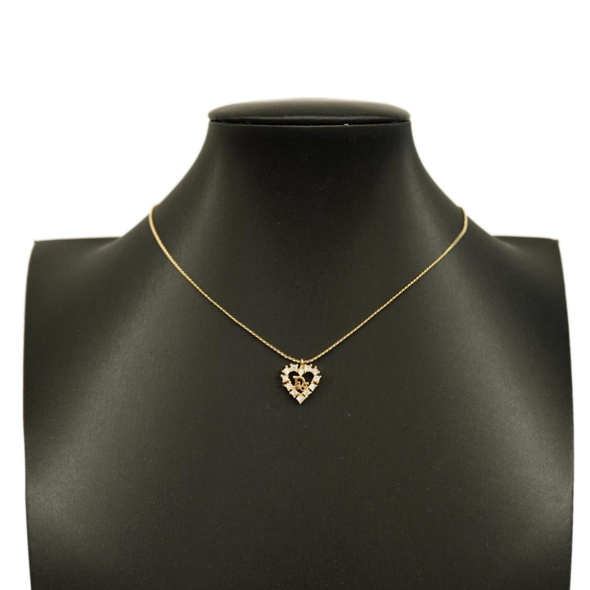 Gold Plated Rhinestone Heart Necklace M101365