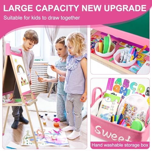 Adjustable Wooden Kids Art Easel with White Board and Chalk Board X903