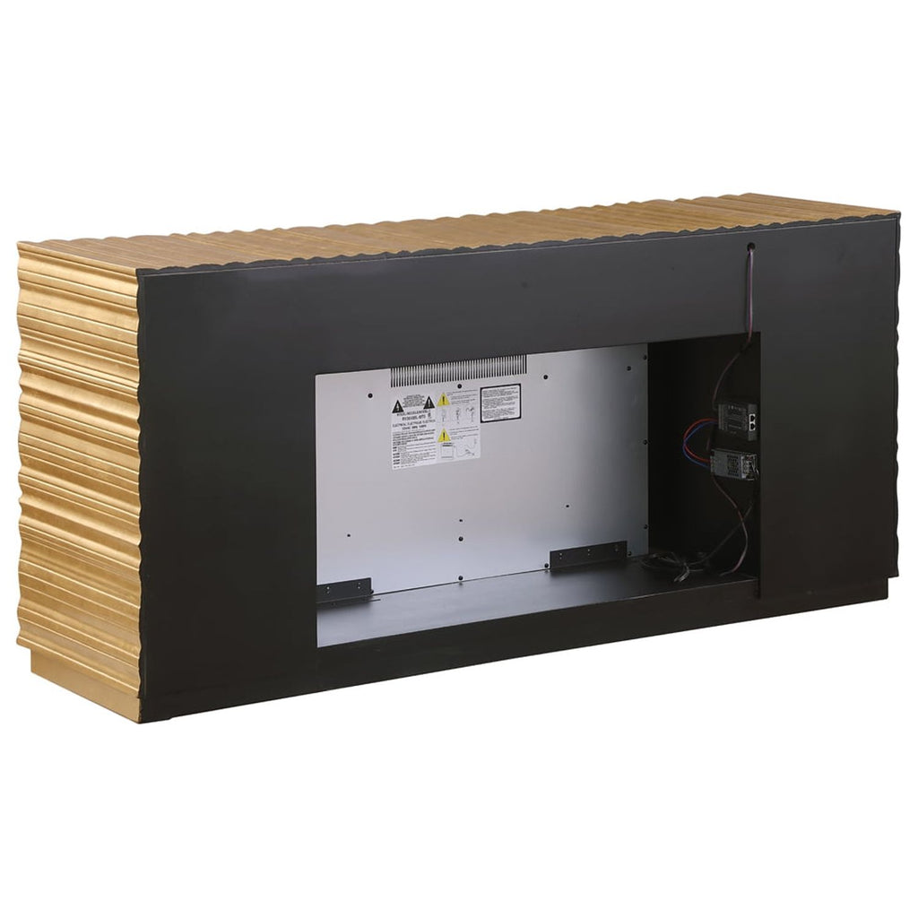 Metallic Gold Freestanding Infrared Electric Fireplace TV Stand R81603