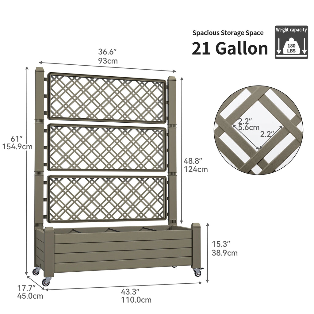 61'' Light Brown Raised Garden Bed with Trellis T982672