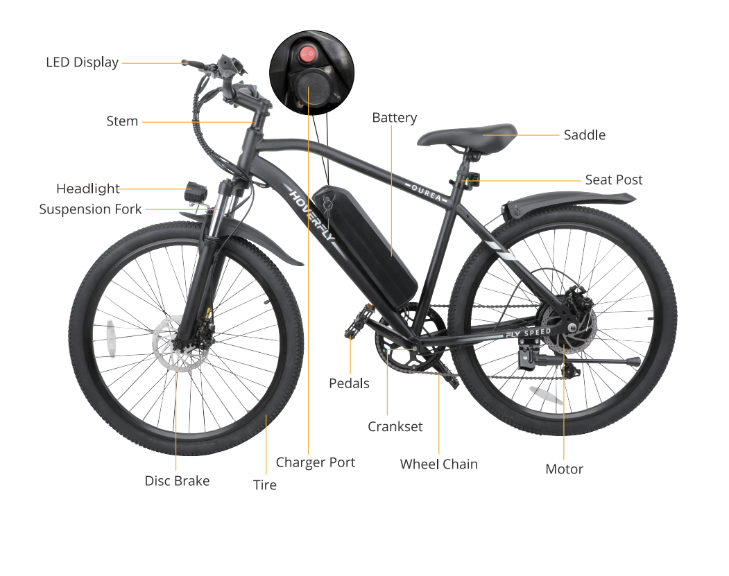 26" Electric Bike with Rechargeable Battery, Black W35959