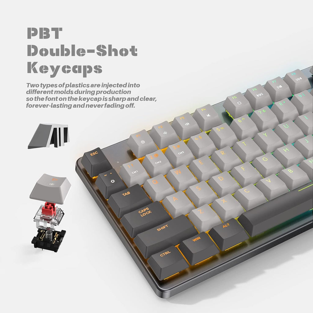 87 Keys RGB Mechanical Keyboard, Low Profile Aluminum TKL Hot-Swappable Ultra-Slim Y6820
