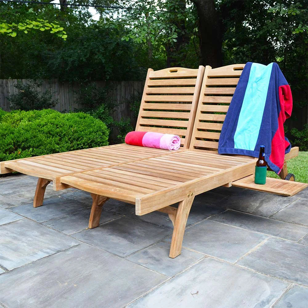 Grade A Teak Double Sun Lounger F383