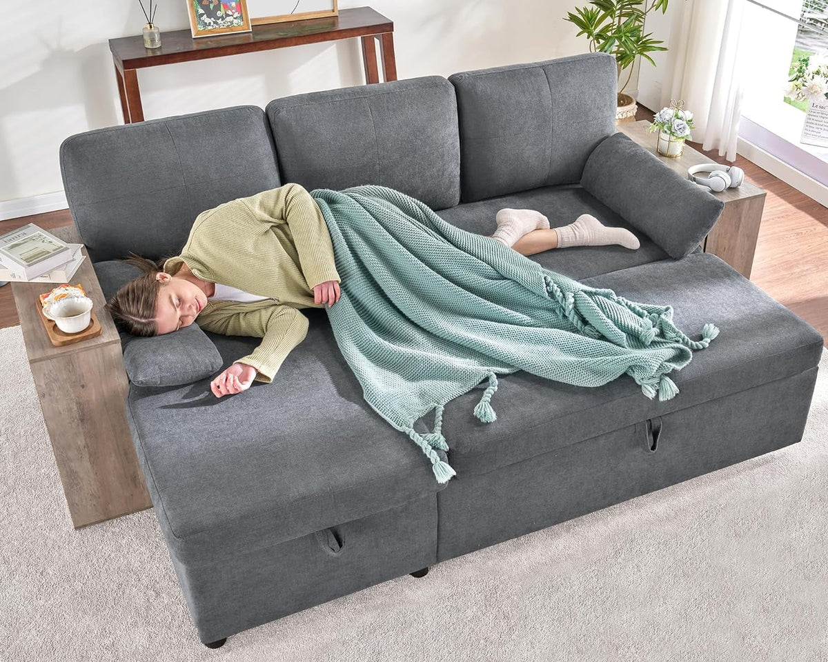 L Shaped Sleeper Sofa with Storage Chaise Q973