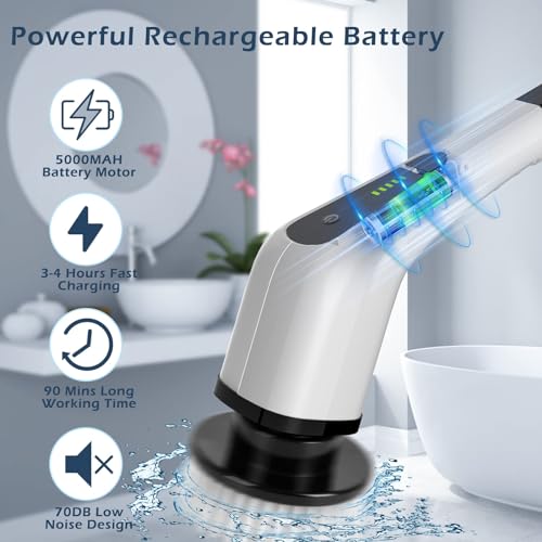 Cordless Electric Spin Scrubber with 8 Replaceable Brush Heads I2604