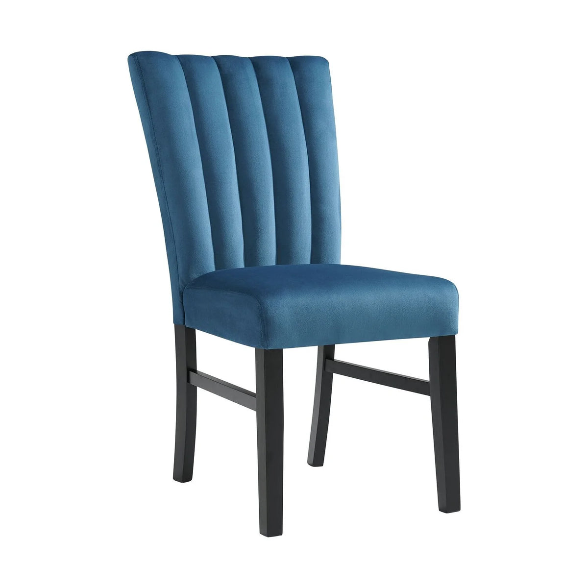 White 5PC Dining Set with Navy Blue Velvet Chairs O1629