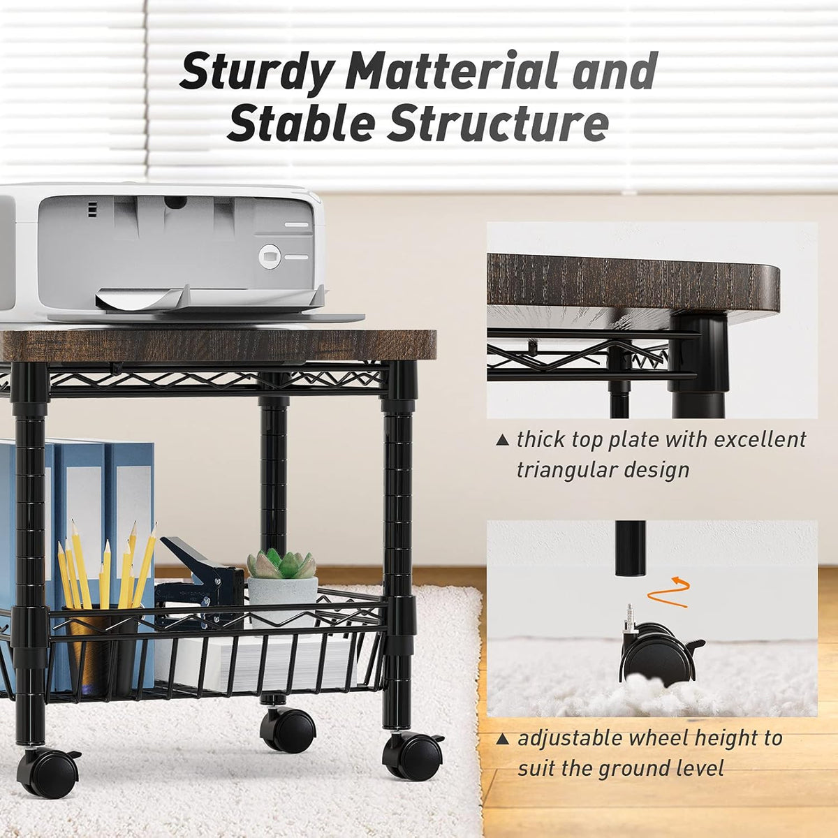 Printer Stand with Storage, Metal, Pack of 2 V9249