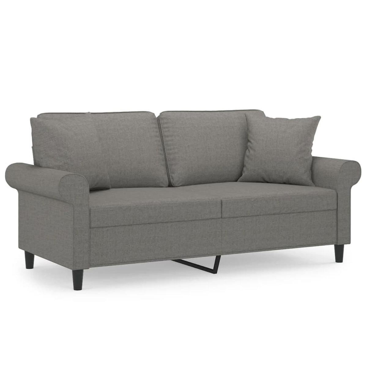 Dark Gray 2-Seater Fabric Sofa with Pillows and Cushions P3192
