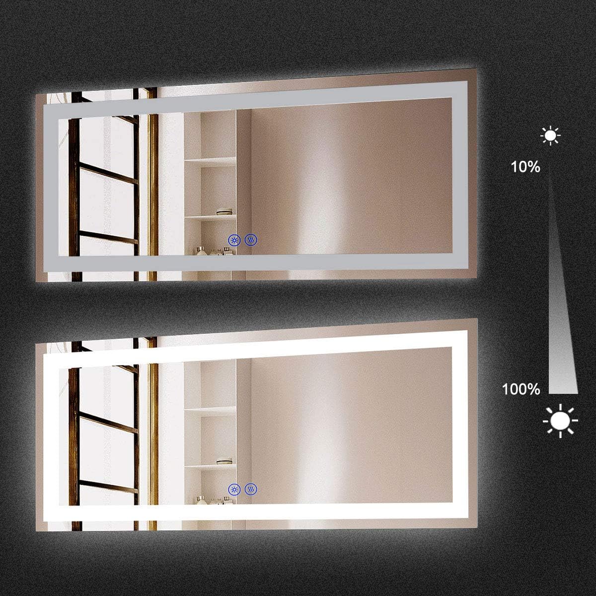 Dimmable LED Bathroom Mirror with Anti-Fog and Bluetooth Function T140309