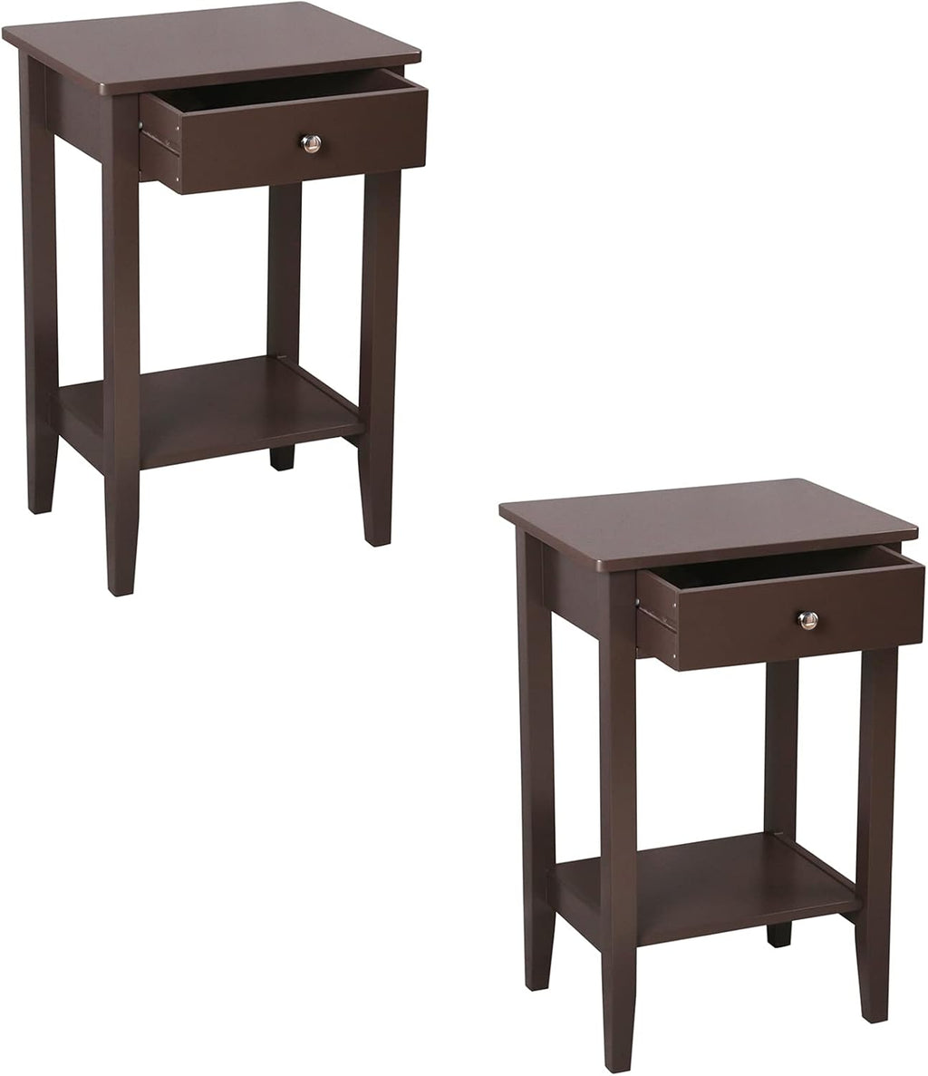 White Wooden Nightstand Set of 2 with Two Drawer A232