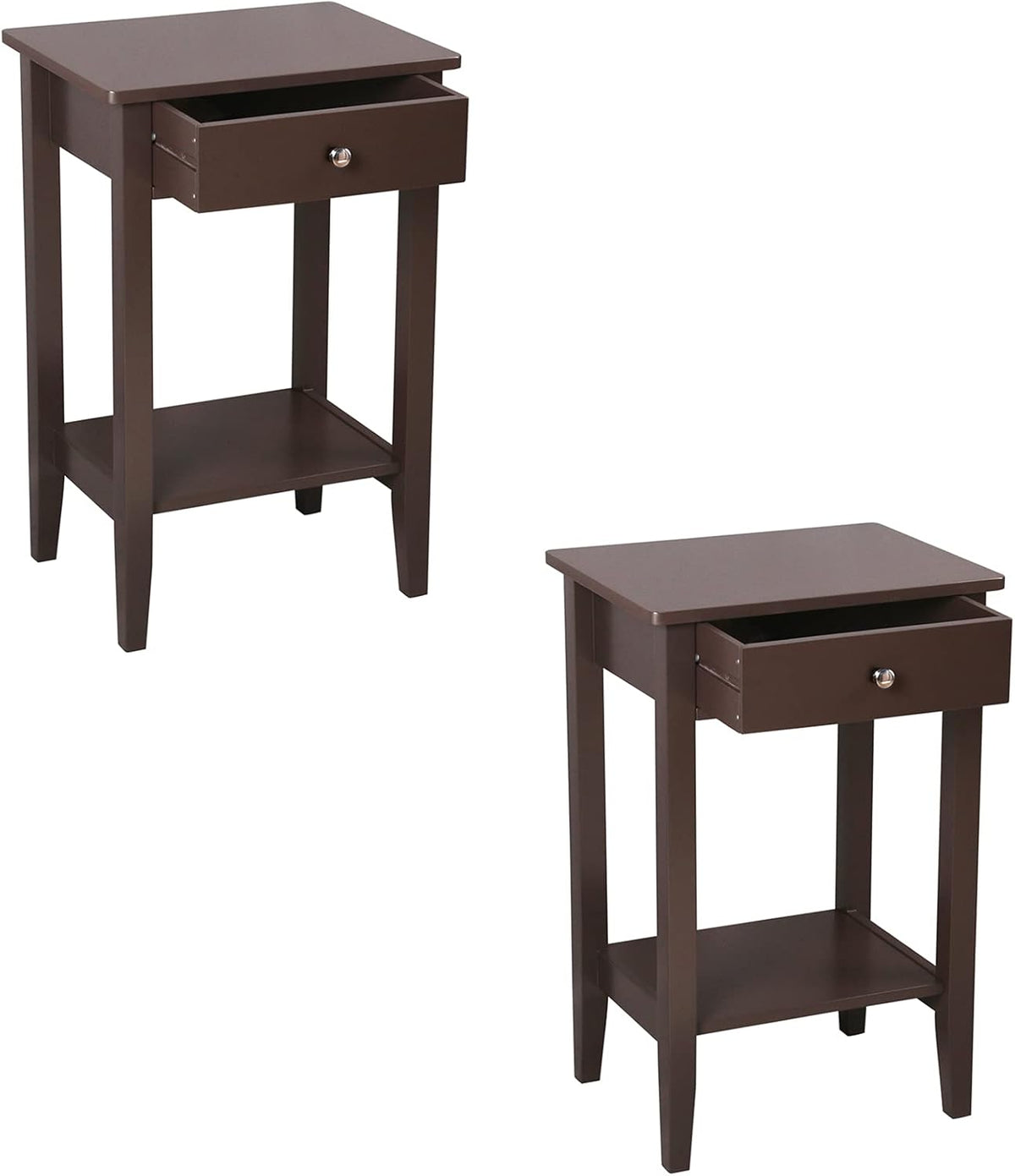 White Wooden Nightstand Set of 2 with Two Drawer A232