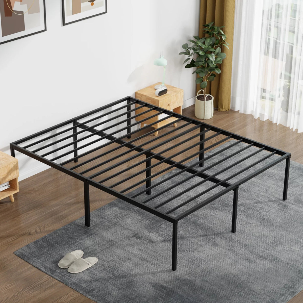 King Size 18 Inch Metal Platform Bed Frame Y43461