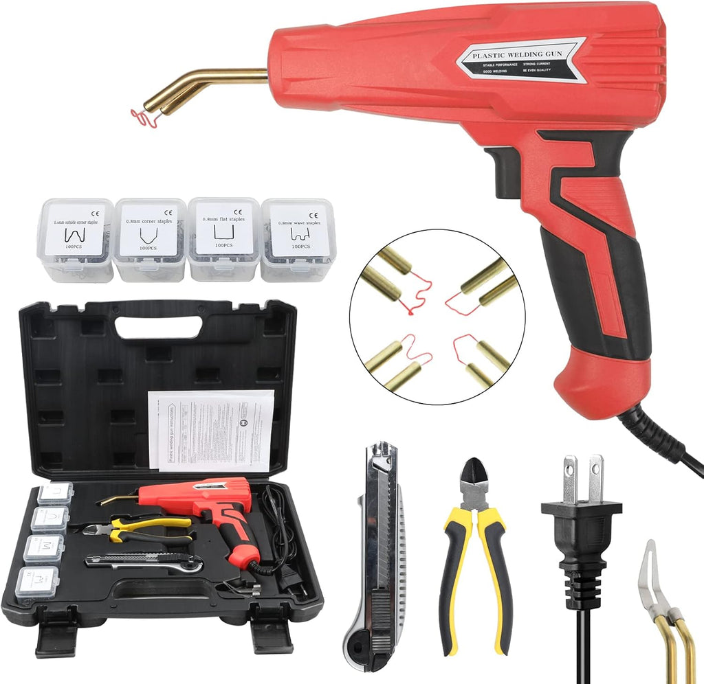 110V 100W Plastic Welding Machine with 400pcs Staples, Hot Stapler Plastic Repair Tools (Yellow) A421343