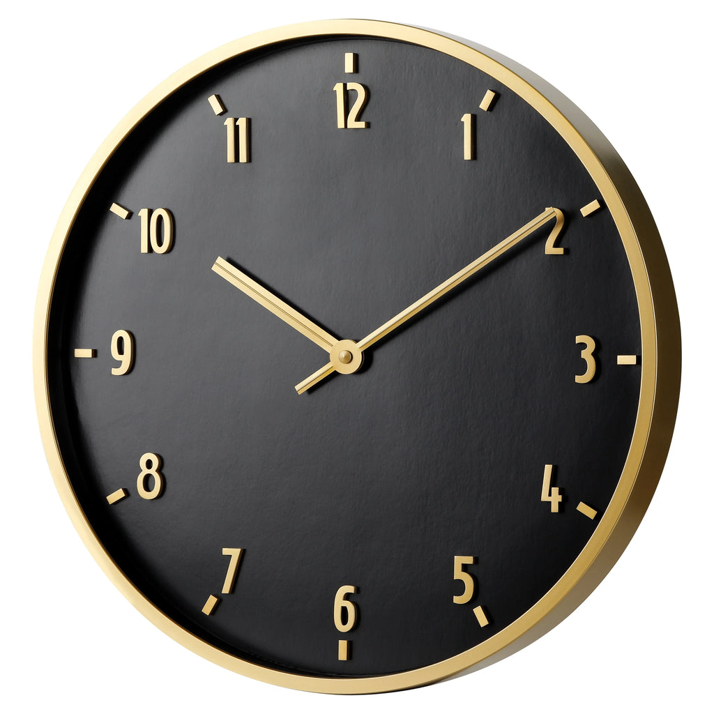 20" Round Indoor Black and Gold Analog Wall Clock with Arabic Numbers H755