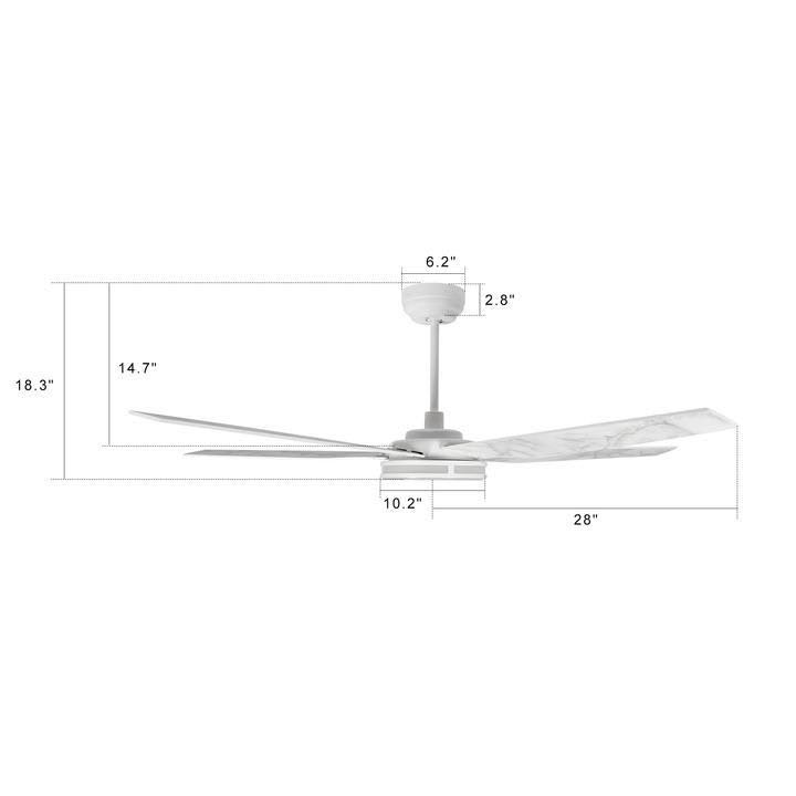 White Smart Ceiling Fan with Dimmable LED Light and Remote O639739