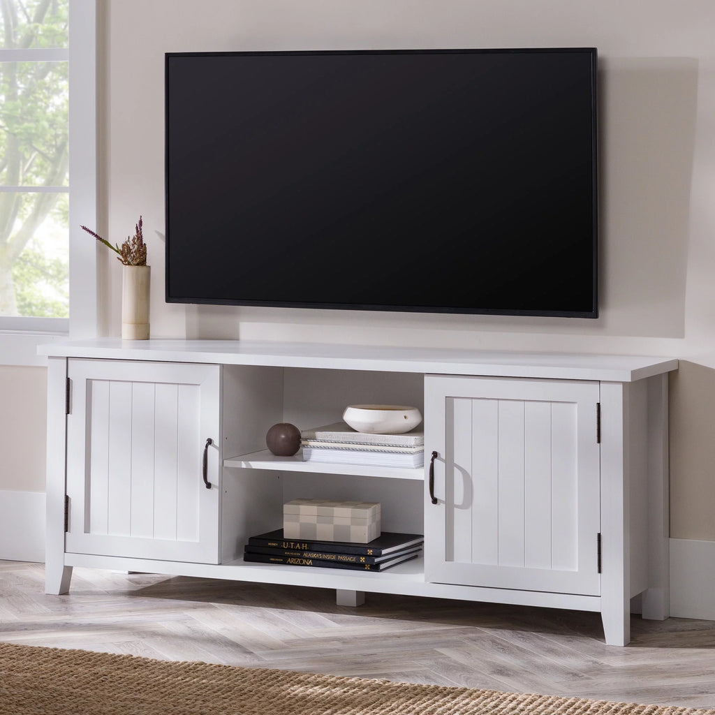 White Grooved-Door TV Stand M183014