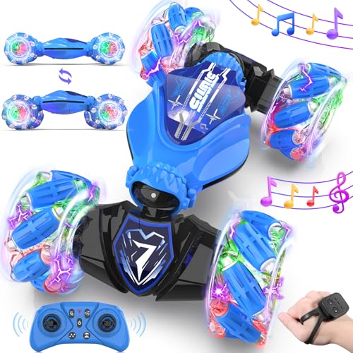 Gesture Sensing Remote Control Car Toys - Drift RC Stunt Car for Kids | 360° Rotating 4WD Transform RC Cars | 2.4Ghz Hand Controlled with Lights Music | Birthday to Boys (Purple) D2340