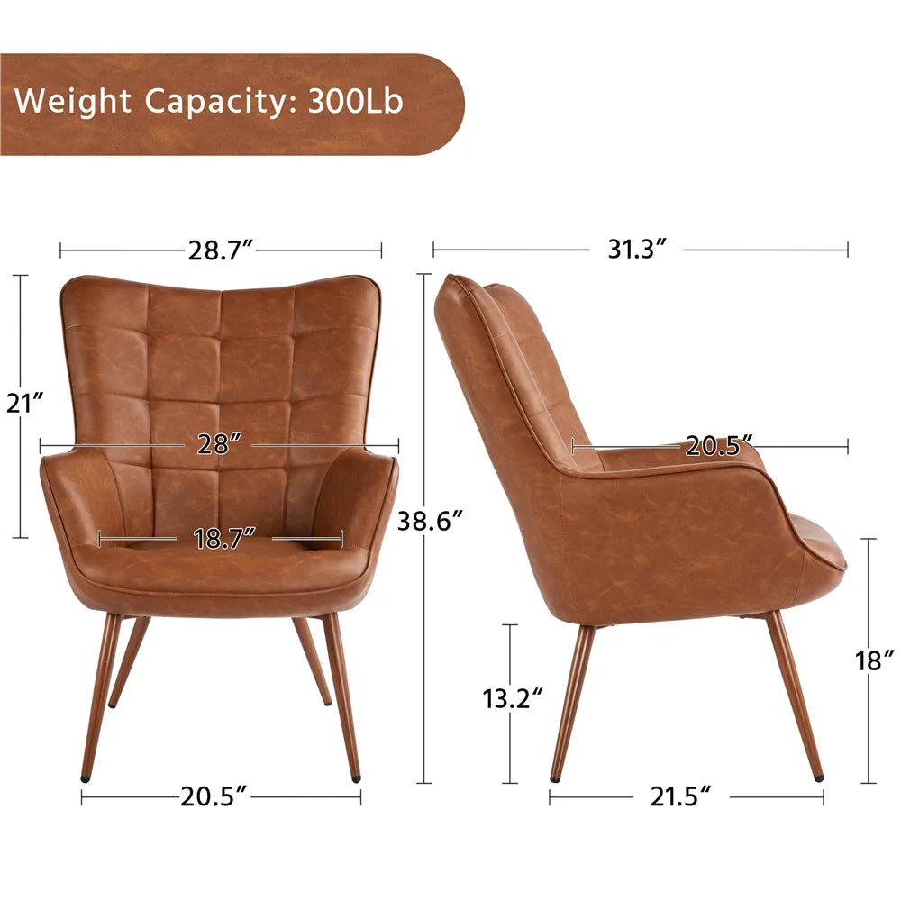Brown Faux Leather Accent Chair H250