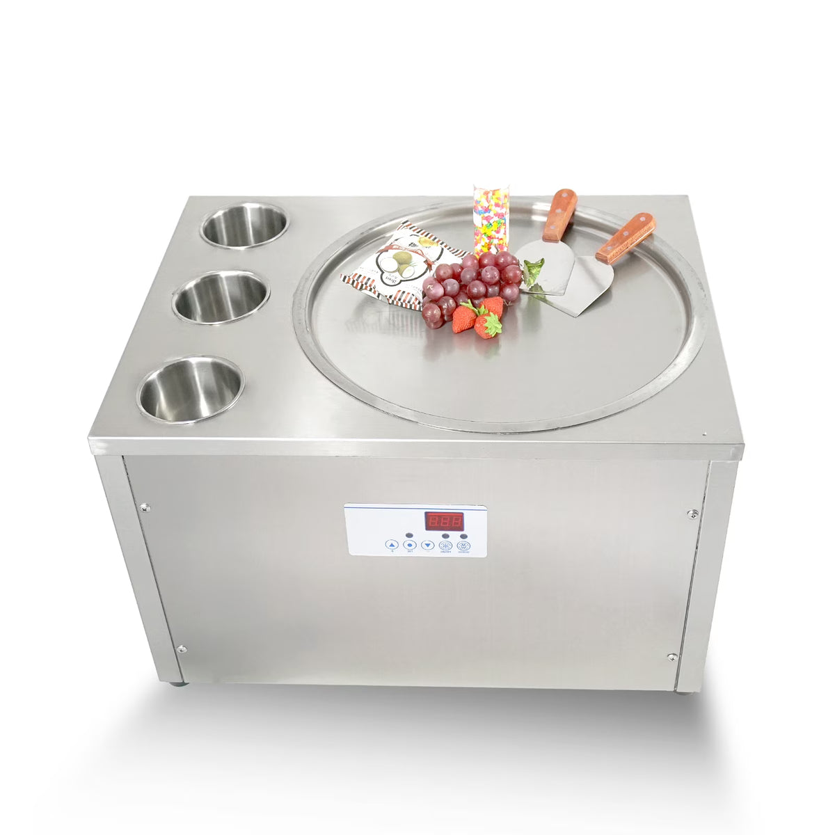 18'' Round Ice Pan Ice Cream Roll Machine, 3 Tanks O413