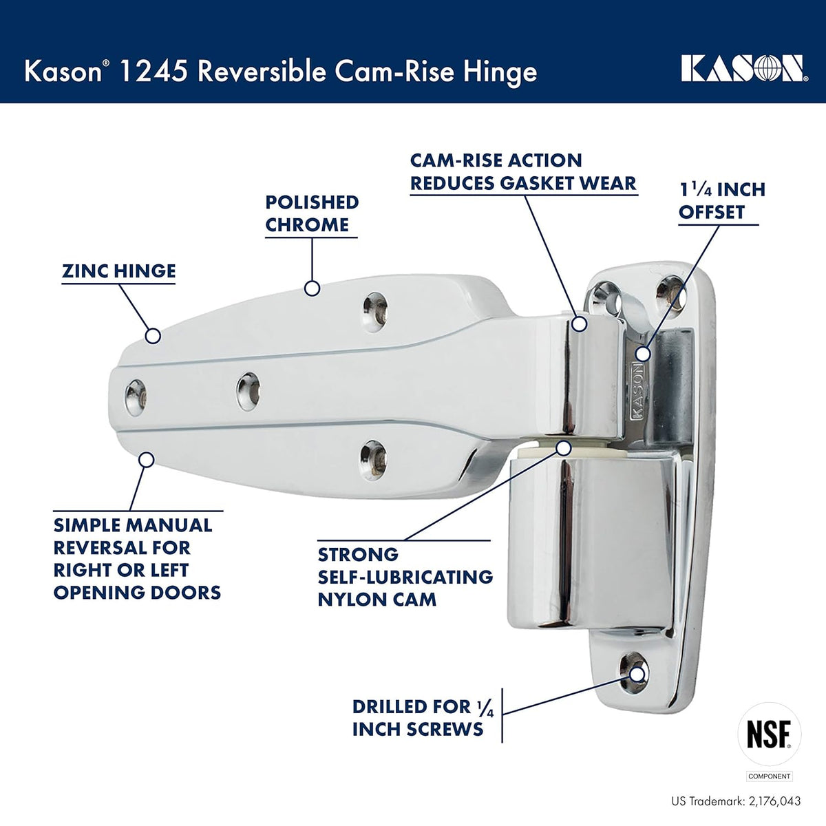 Reversible Cam-Rise Hinge, 1 to 3/8 Inch Offset R25245