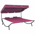 Outdoor Bed with Canopy and Pillows Pink T1334